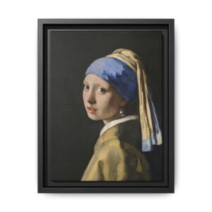 Girl with a Pearl Earring, Painted by Johannes Vermeer, RESTORED Canvas Print, Framed